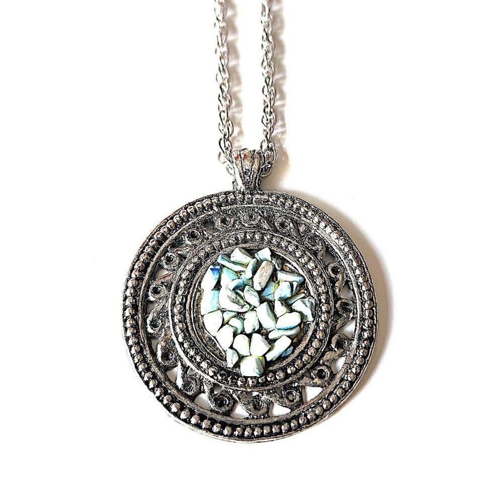Larimar gemstone chip pendant necklace